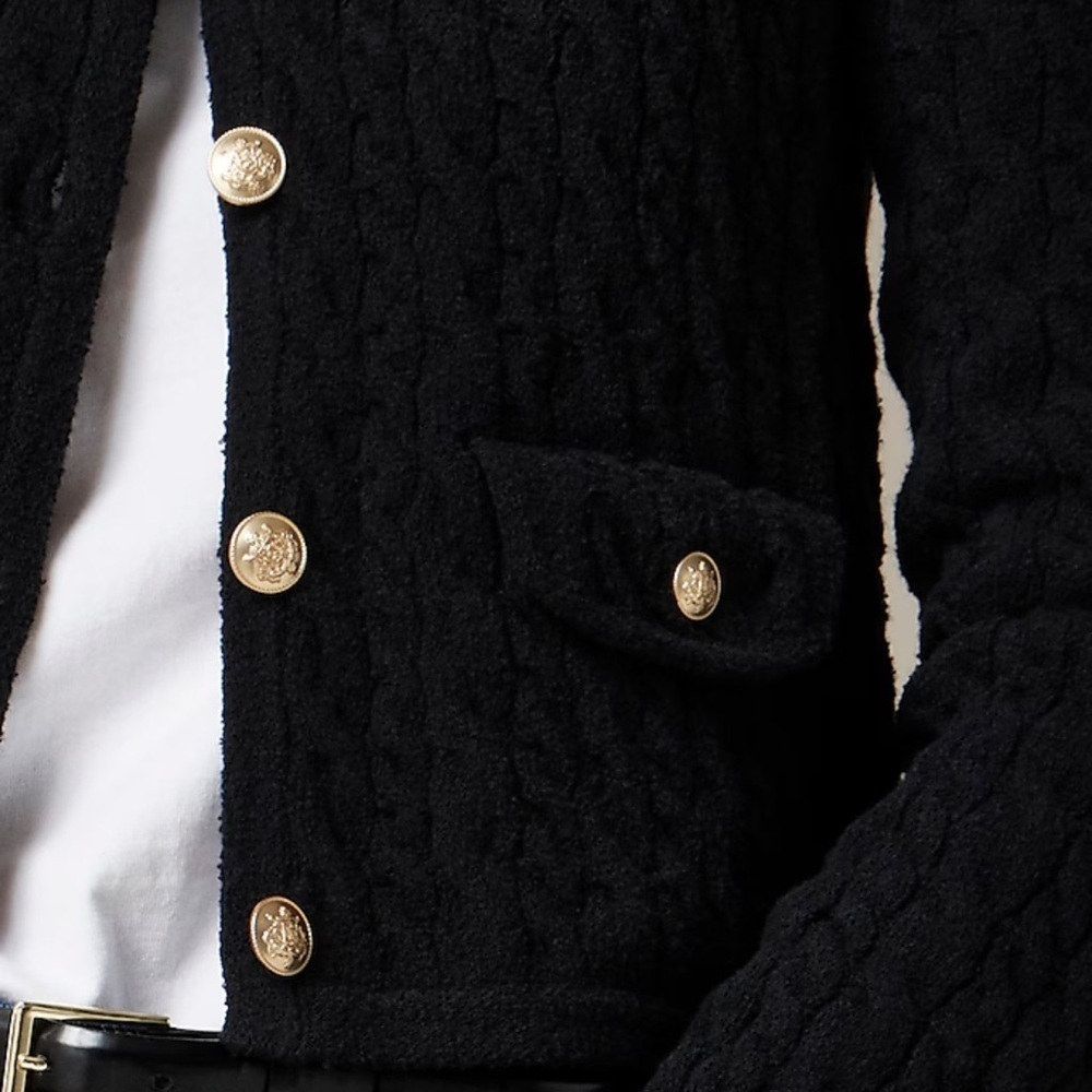 J. Crew 
Odette cable-knit sweater lady jacket in cotton-blend bouclé CB891 - Picture 2 of 4